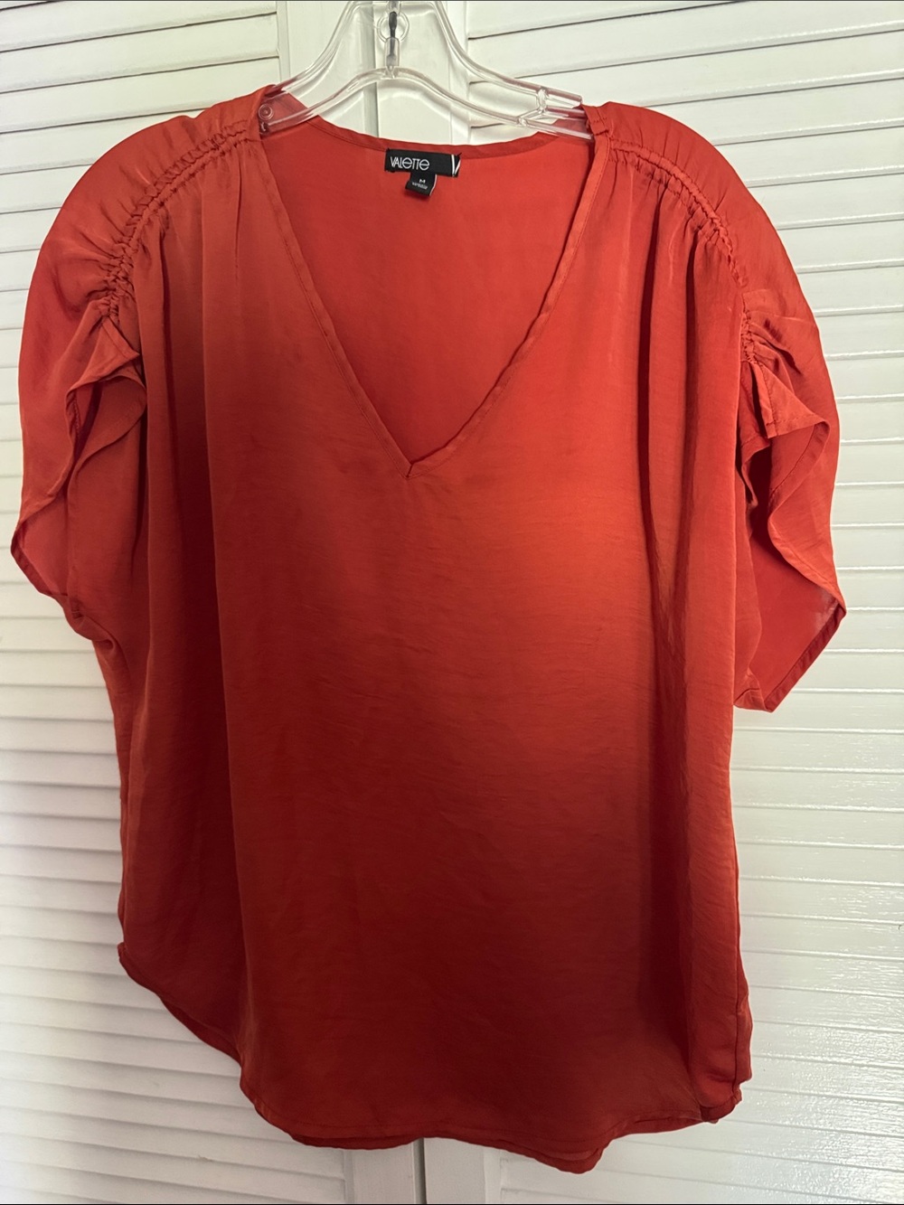 Valette Rust-Orange V-Neck Blouse